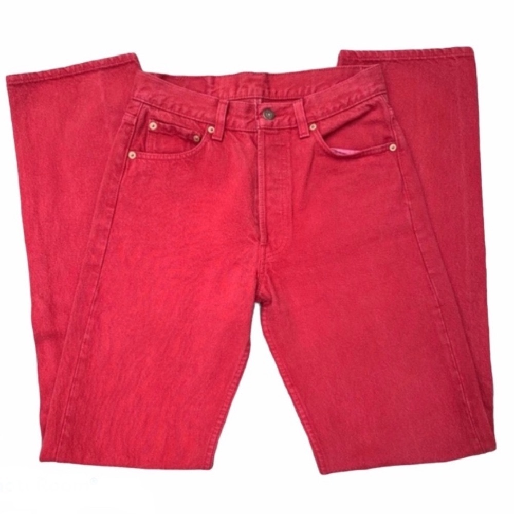 Vintage Levis 501’s Button Fly Jeans RARE Made In The USA Red Denim  29/34